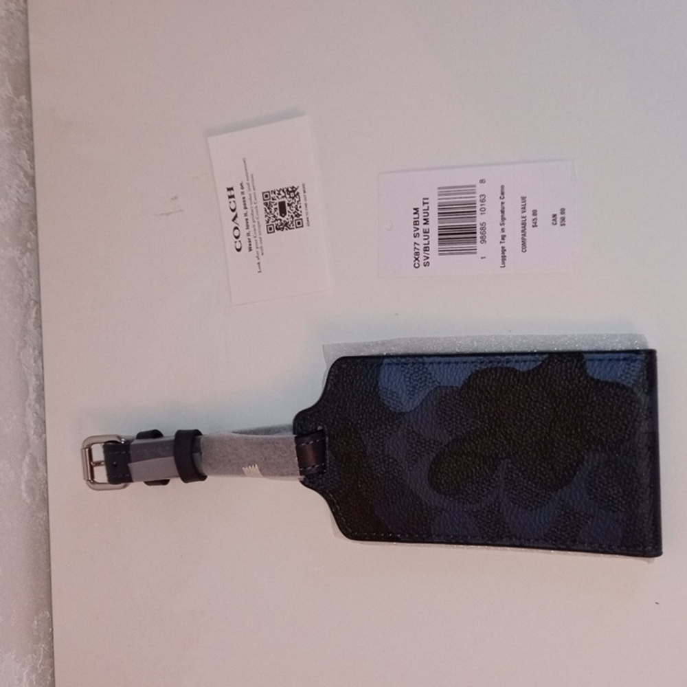 Coach Camouflage Luggage Tag in Blue and Black - Picture 2 of 3